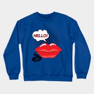 Retro Red Lips Telephone Pop Art Crewneck Sweatshirt